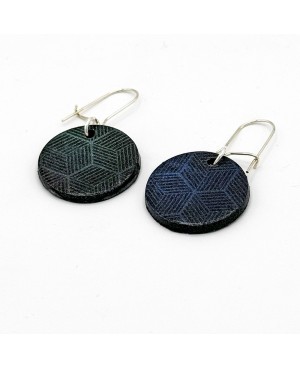 Boucles d’oreilles géométriques bleu nuit en argile polymère - Les Bijoux du Nibou