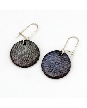 Navy Geometric Polymer Clay Dangle Earrings - Les Bijoux du Nibou