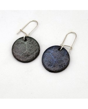 Boucles d’oreilles géométriques bleu nuit en argile polymère - Les Bijoux du Nibou