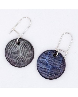 Boucles d’oreilles géométriques bleu nuit en argile polymère - Les Bijoux du Nibou