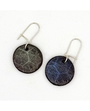 Boucles d’oreilles géométriques bleu nuit en argile polymère - Les Bijoux du Nibou