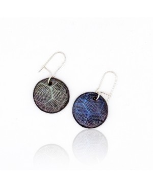 Navy Geometric Polymer Clay Dangle Earrings - Les Bijoux du Nibou