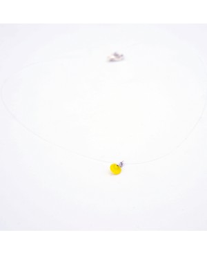 Collier ras-du-cou avec mini pendentif cristal jaune – Bijou discret et lumineux