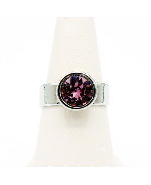 Bague solitaire en cristal violet / rose