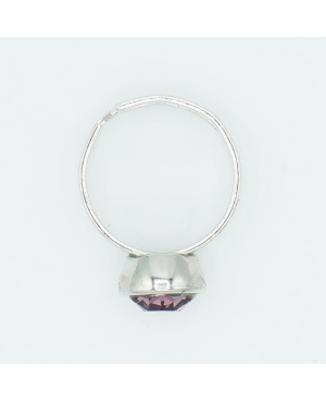 Bague femme en acier inoxydable et cristal rose / violet – bague ajustable en cristal Autrichien