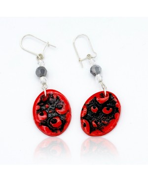 Navy Geometric Polymer Clay Dangle Earrings - Les Bijoux du Nibou