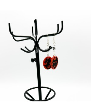 Navy Geometric Polymer Clay Dangle Earrings - Les Bijoux du Nibou