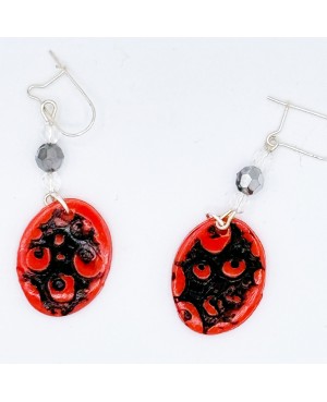 Navy Geometric Polymer Clay Dangle Earrings - Les Bijoux du Nibou