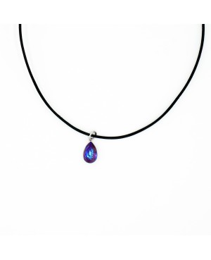 Pendentif poire bleu-violet en cristal – Collier ras-du-cou