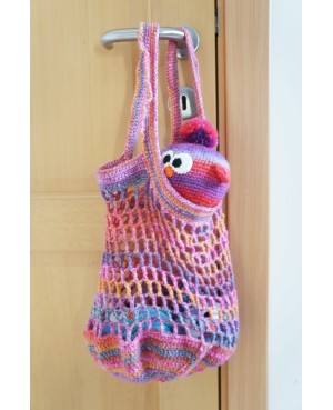 Foldable Multicolored Crochet Bag – Reusable Grocery Bag