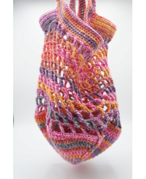 Foldable Multicolored Crochet Bag – Reusable Grocery Bag