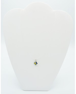 Multicolored Crystal Choker Necklace – Square Pendant on Nylon Thread