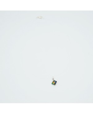 Multicolored Crystal Choker Necklace – Square Pendant on Nylon Thread