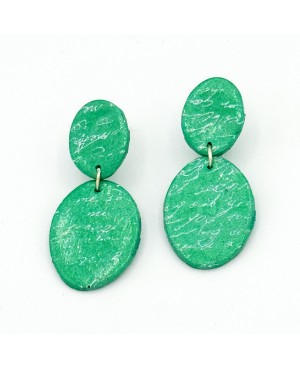 Green polymer clay earrings – Handwritten effect