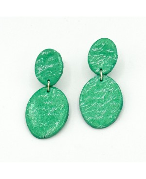 Green polymer clay earrings – Handwritten effect