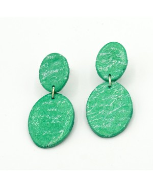 Green polymer clay earrings – Handwritten effect