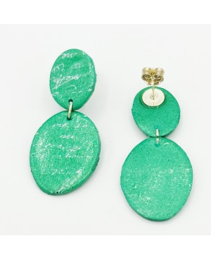 Green polymer clay earrings – Handwritten effect