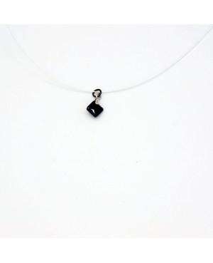 Choker Necklace with Black Faceted Austrian Crystal Pendant
