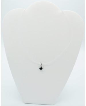 Choker Necklace with Black Faceted Austrian Crystal Pendant
