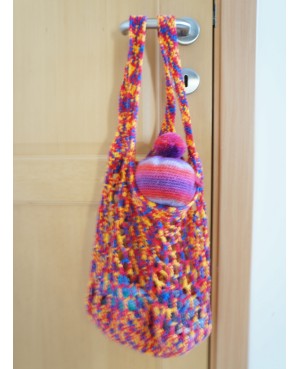 Sac crochet multicolore bleu, jaune et rouge – Sac fait main bohème