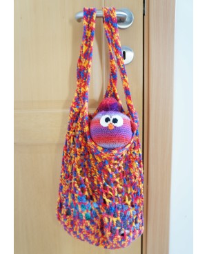 Multicolored crochet bag in blue, yellow, and red – Handmade bohemian bag