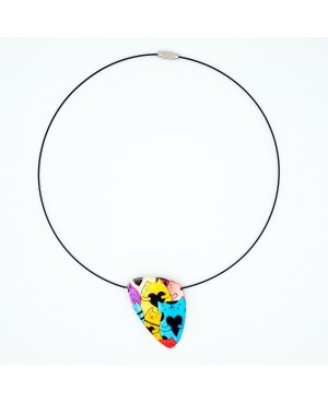 Collier chat multicolore – Pendentif fait main en argile polymère