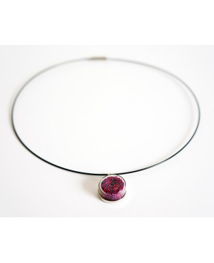 Pendentif en microbilles violettes et roses Pendentifs sur support métallique