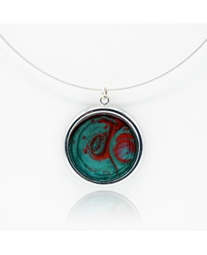 Pendentif rond tourbillon rouge et vert