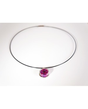 Pendentif en microbilles violettes et roses Pendentifs sur support métallique