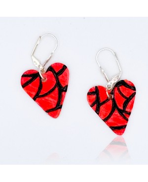 Boucles d'oreilles cœur rouge
