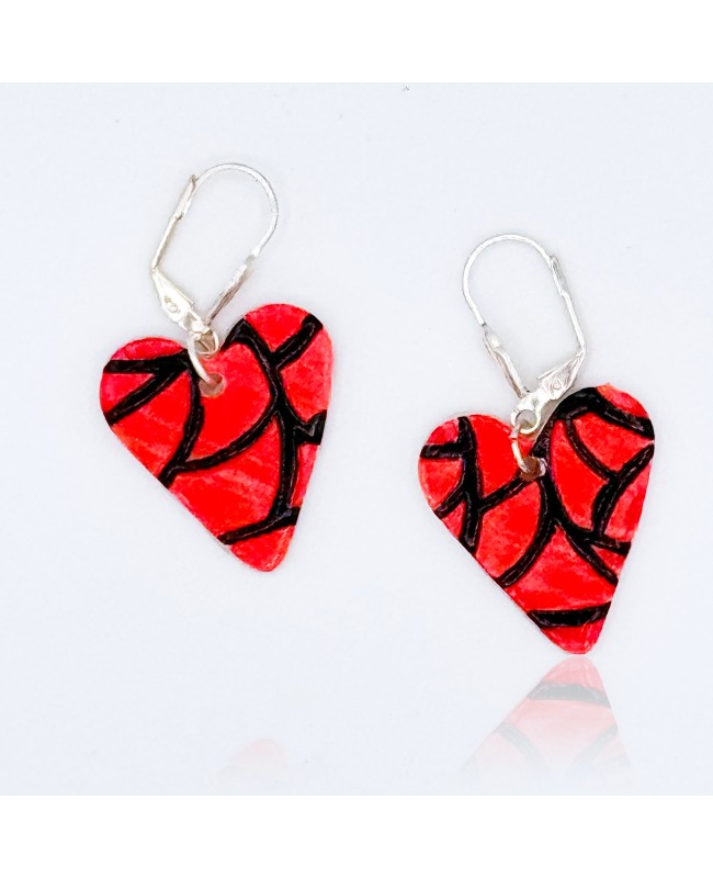 Boucles d'oreilles cœur rouge