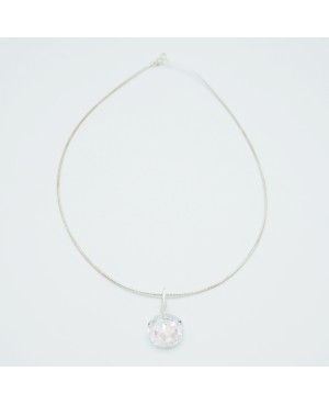 Collier ras-du-cou pendentif cristal transparent en argent