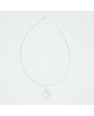 Collier ras-du-cou pendentif cristal transparent en argent