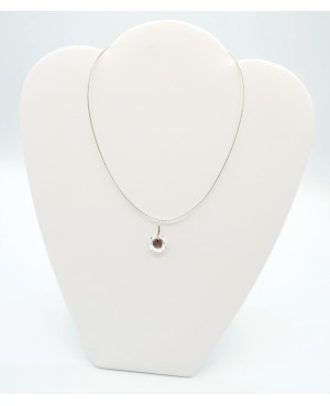 Collier ras-du-cou pendentif cristal transparent en argent