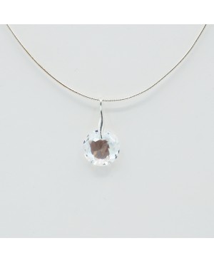 Silver choker necklace with a clear crystal pendant