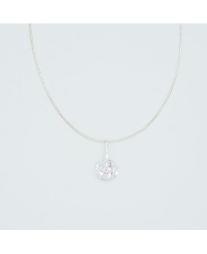 Silver choker necklace with a clear crystal pendant