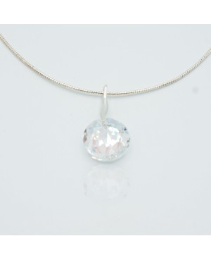 Collier en acier inoxydable avec pendentif rond en cristal