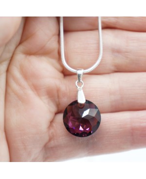 Collier ras-du-cou pendentif cristal transparent en argent