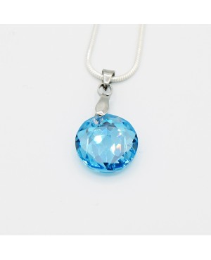 Silver choker necklace with a clear crystal pendant