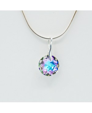 Collier ras-du-cou pendentif cristal transparent en argent