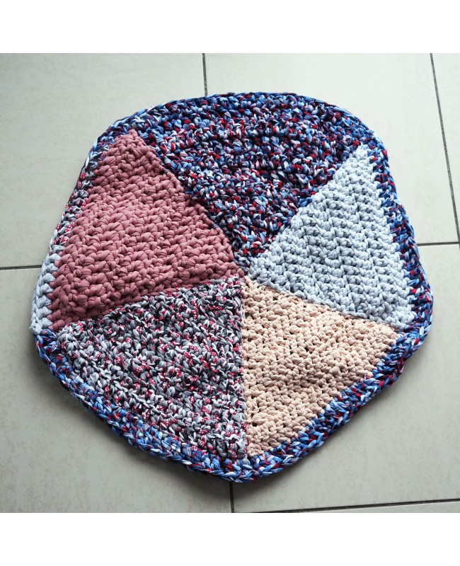 60 cm Multicolor Round Crochet Rug in Recycled Cotton