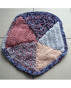60 cm Multicolor Round Crochet Rug in Recycled Cotton