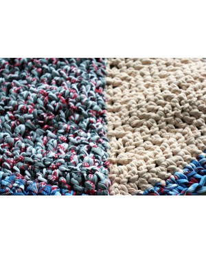 60 cm Multicolor Round Crochet Rug in Recycled Cotton