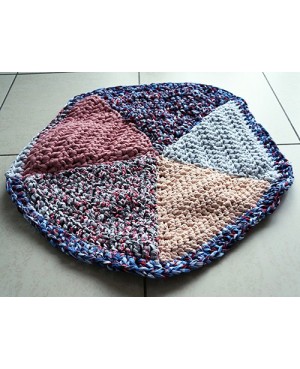 60 cm Multicolor Round Crochet Rug in Recycled Cotton