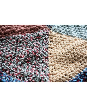 Tapis rond multicolore 60 cm en coton recyclé