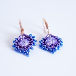Boucles d'oreilles rondes bleues et violettes