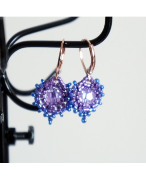 Boucles d'oreilles rondes bleues et violettes Boucles d'oreilles