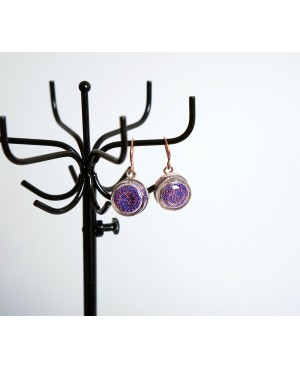 Boucles d'oreilles en microbilles bleues et roses Earrings