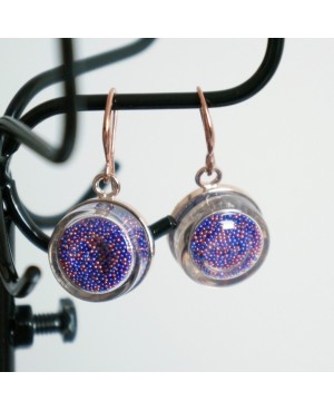 Boucles d'oreilles en microbilles bleues et roses Earrings