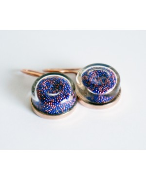 Boucles d'oreilles en microbilles bleues et roses Earrings